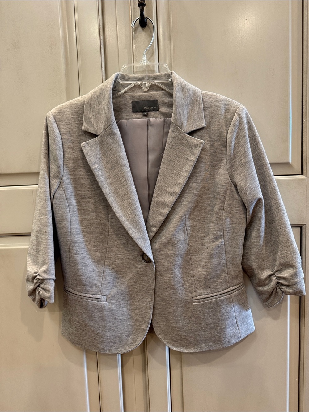 Matty M Light Gray Single-Button Blazer Jacket